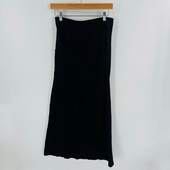 H&M Divided Black Linen Blend Midi Skirt Small Ruffle Hem Minimalist Summer Chic - Picture 7 of 7